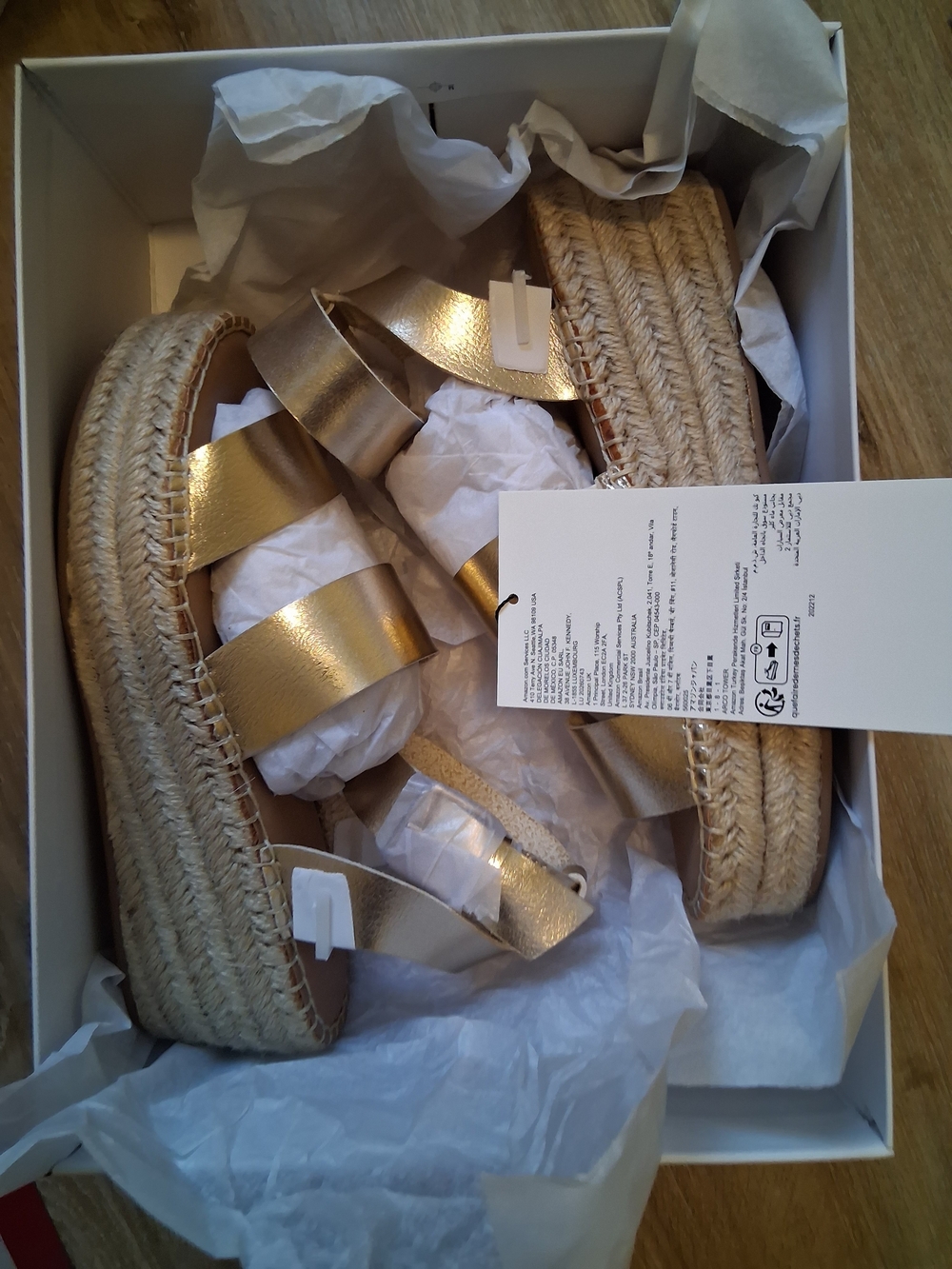 Metallic Gold Wedge Sandals for Women's US Size 5.5